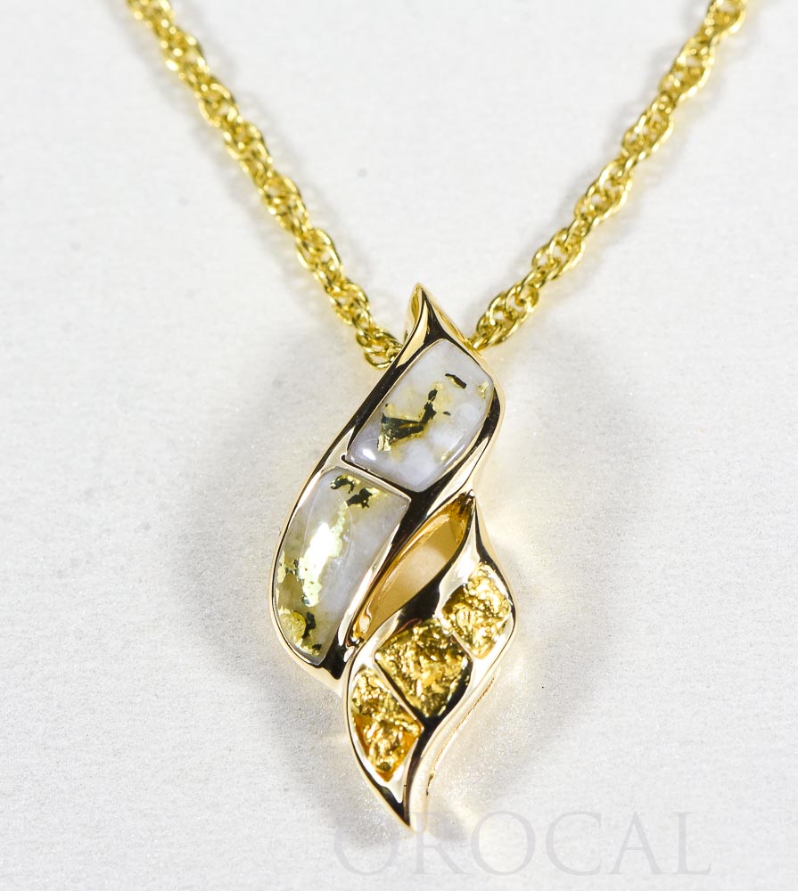 Gold Quartz Pendant  "Orocal" PN649NQ Genuine Hand Crafted Jewelry - 14K Gold Yellow Gold Casting