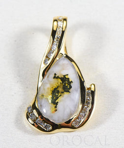 Gold Quartz Pendant  "Orocal" PDL106SD32Q Genuine Hand Crafted Jewelry - 14K Gold Yellow Gold Casting