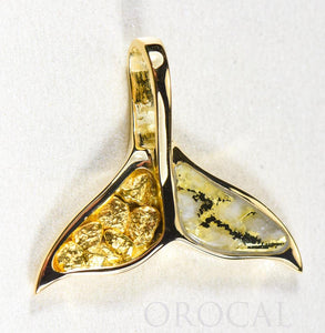 Gold Quartz Pendant Whales Tail "Orocal" PWT41NQ Genuine Hand Crafted Jewelry - 14K Gold Yellow Gold Casting