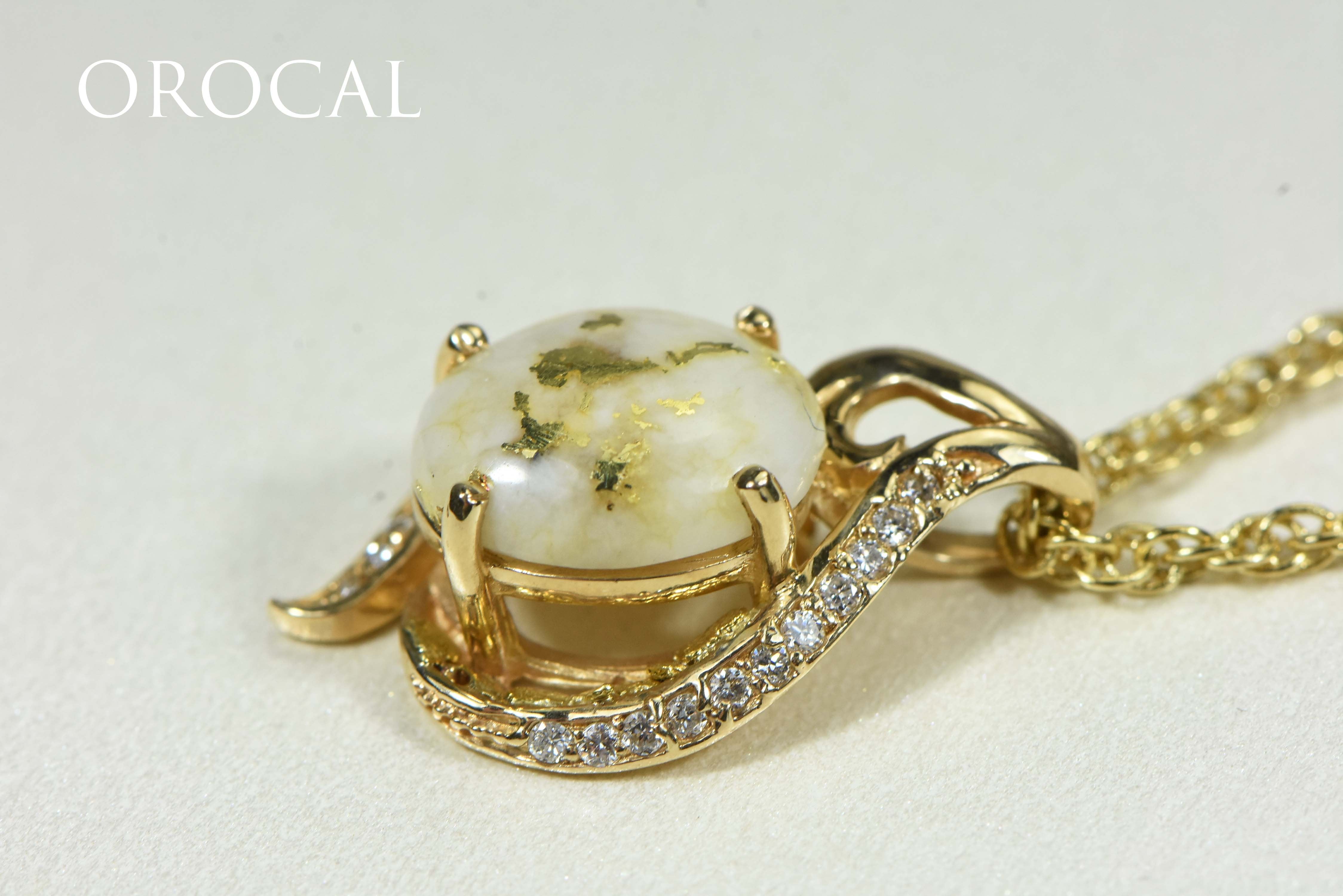 Gold Quartz Pendant "Orocal" PN1126DQ Genuine Hand Crafted Jewelry - 14K Gold Yellow Gold Casting