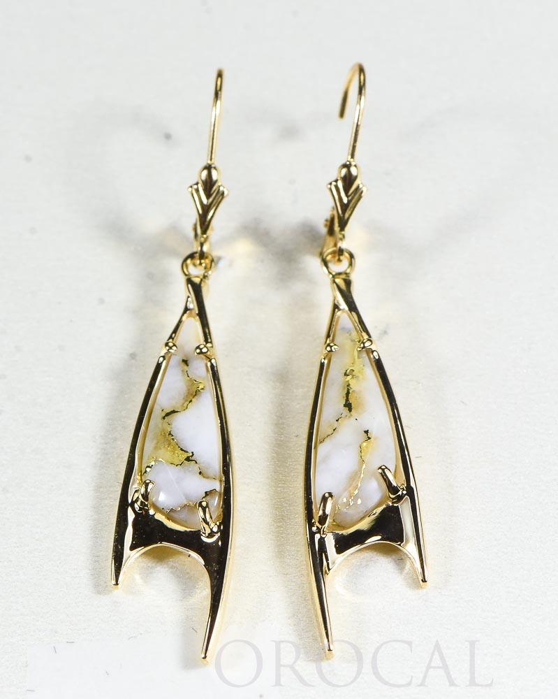 Gold Quartz Earrings "Orocal" EN3700Q/LB Genuine Hand Crafted Jewelry - 14K Gold Casting