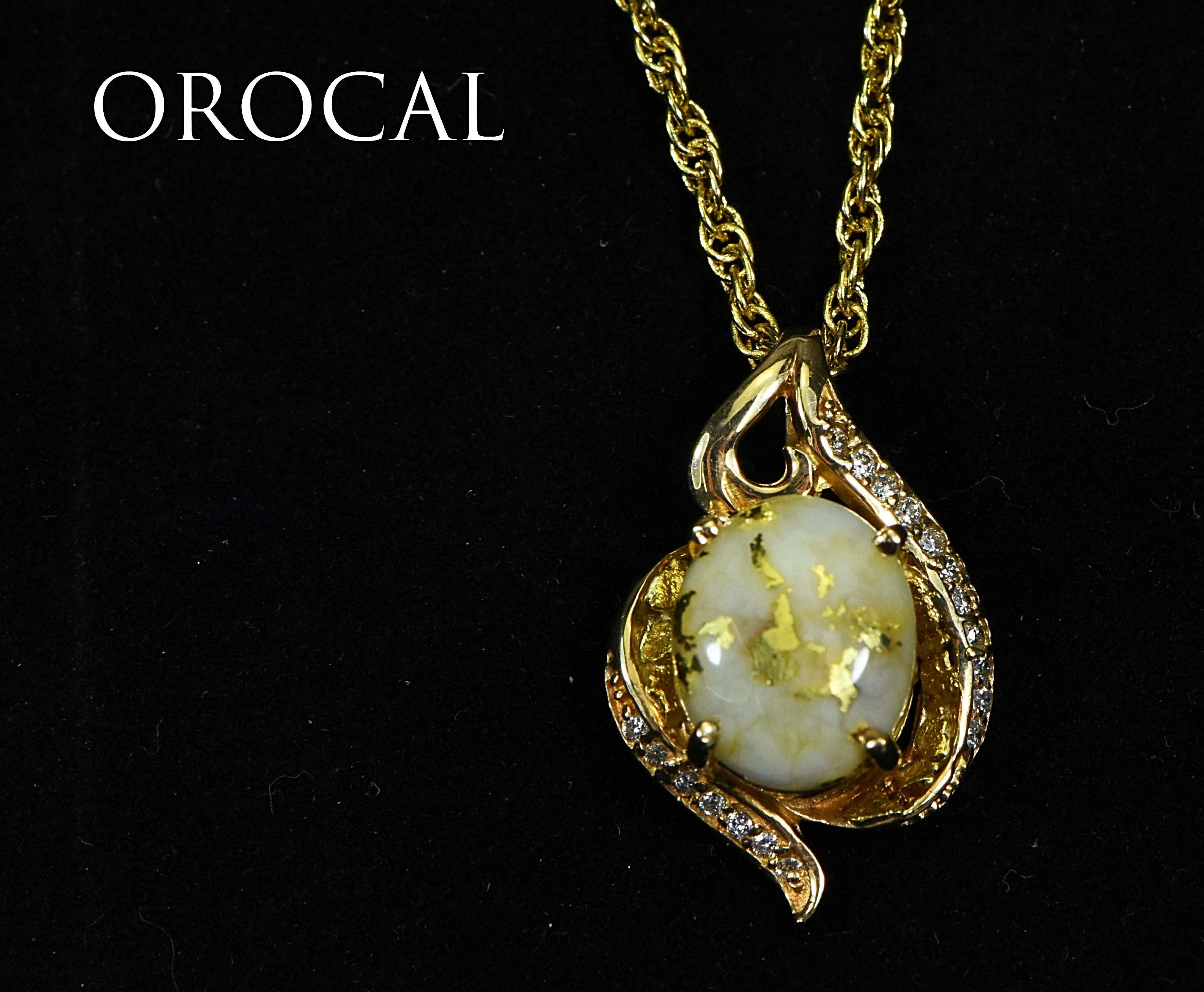 Gold Quartz Pendant "Orocal" PN1126DQ Genuine Hand Crafted Jewelry - 14K Gold Yellow Gold Casting