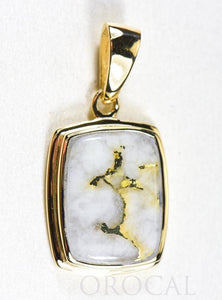 Gold Quartz Pendant  "Orocal" PP1341Q Genuine Hand Crafted Jewelry - 14K Gold Yellow Gold Casting