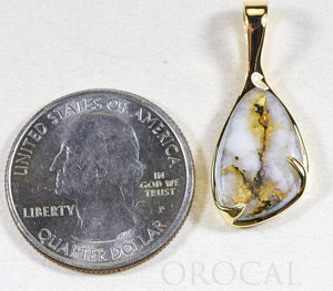 Gold Quartz Pendant  "Orocal" PSC102Q Genuine Hand Crafted Jewelry - 14K Gold Yellow Gold Casting