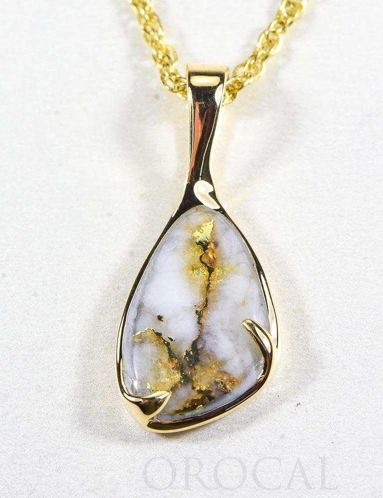 Gold Quartz Pendant  "Orocal" PSC102Q Genuine Hand Crafted Jewelry - 14K Gold Yellow Gold Casting