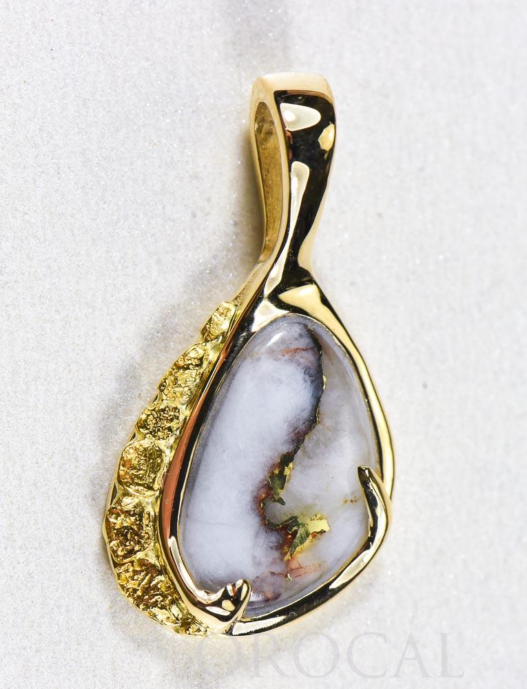 Gold Quartz Pendant  "Orocal" PSC125Q Genuine Hand Crafted Jewelry - 14K Gold Yellow Gold Casting