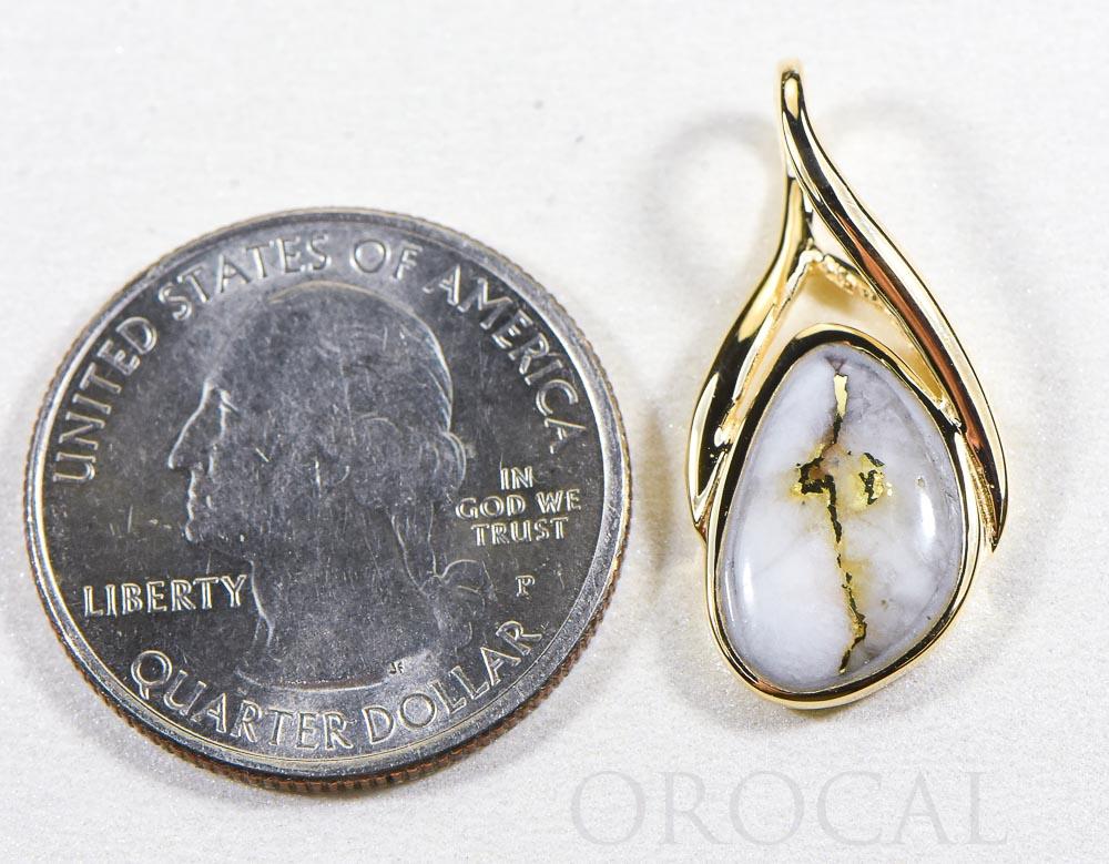 Gold Quartz Pendant  "Orocal" PSC128Q Genuine Hand Crafted Jewelry - 14K Gold Yellow Gold Casting