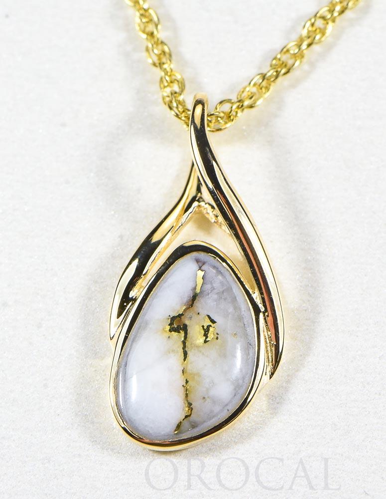 Gold Quartz Pendant  "Orocal" PSC128Q Genuine Hand Crafted Jewelry - 14K Gold Yellow Gold Casting