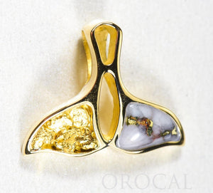 Gold Quartz Pendant Whales Tail "Orocal" PWT24NQ Genuine Hand Crafted Jewelry - 14K Gold Yellow Gold Casting