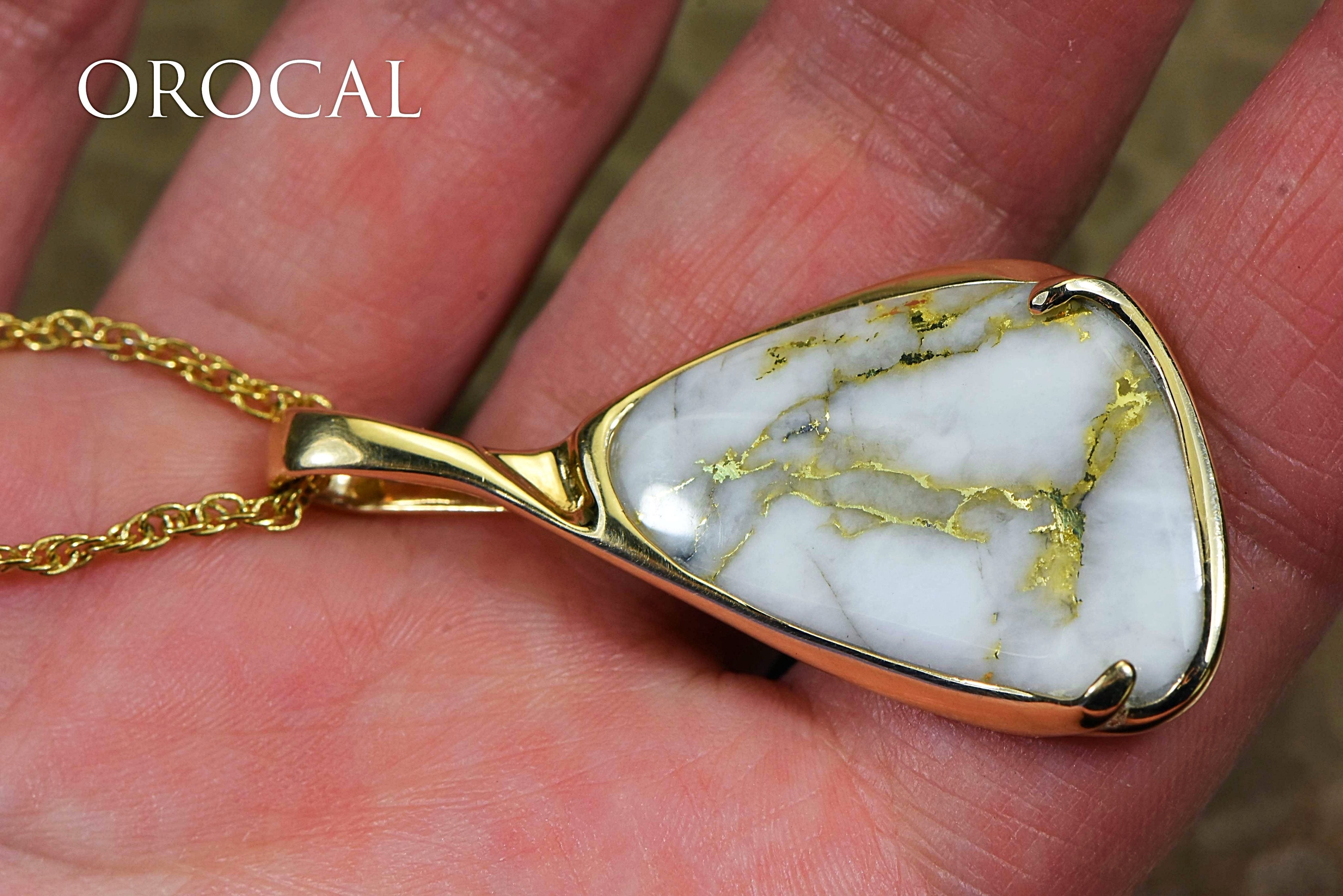 Gold Quartz Pendant "Orocal" PSC100QX Genuine Hand Crafted Jewelry - 14K Gold Yellow Gold Casting