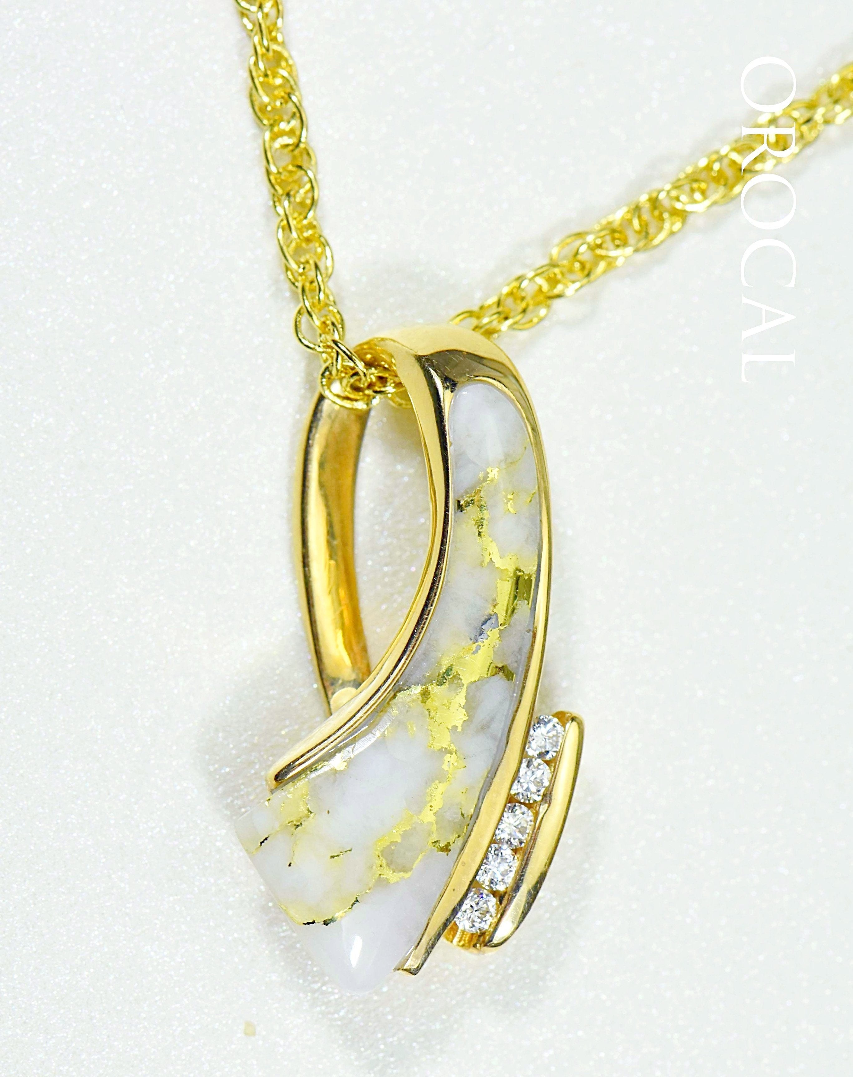 Gold Quartz Pendant "Orocal" PDL49D10QX Genuine Hand Crafted Jewelry - 14K Gold Yellow Gold Casting