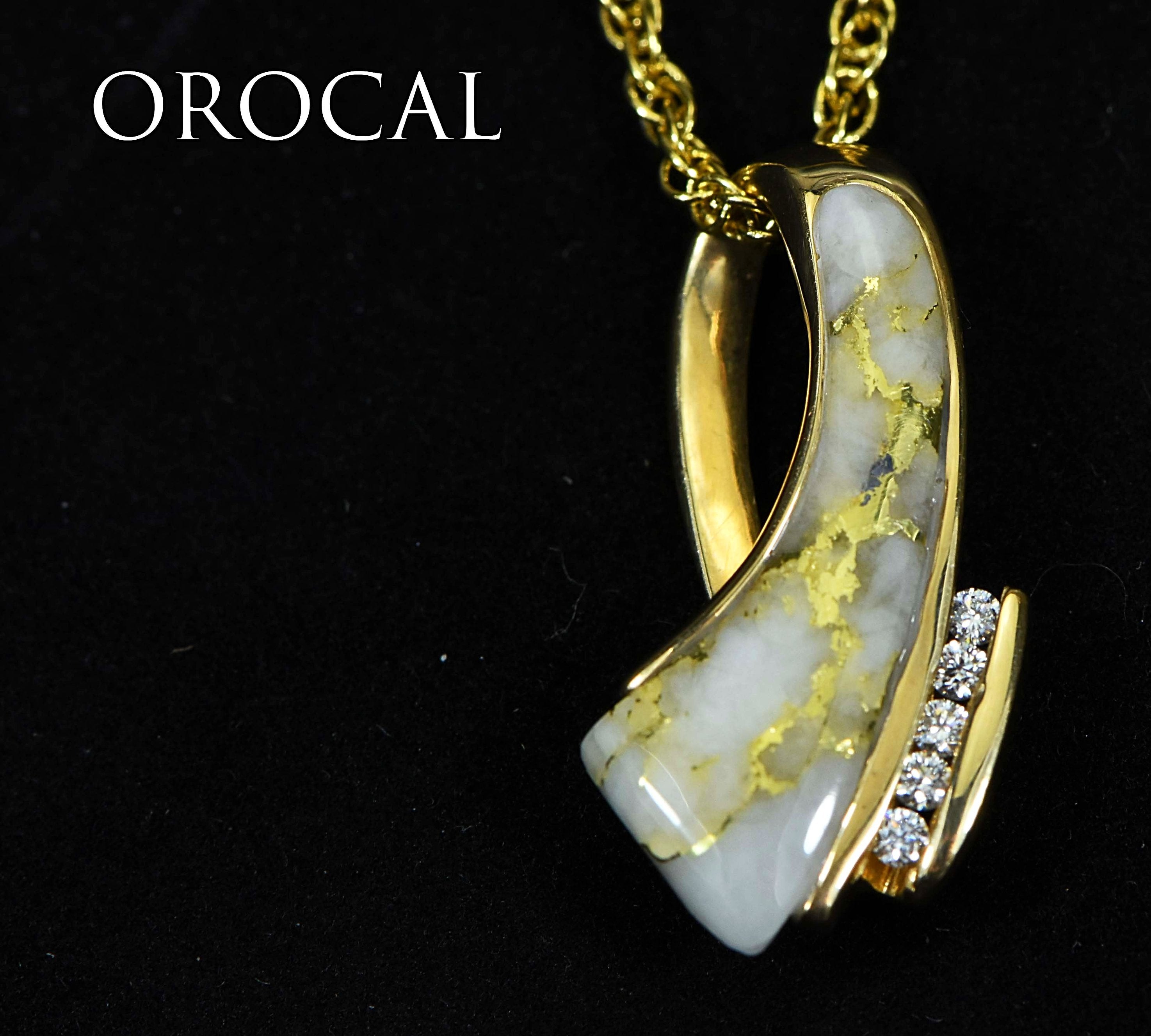 Gold Quartz Pendant "Orocal" PDL49D10QX Genuine Hand Crafted Jewelry - 14K Gold Yellow Gold Casting