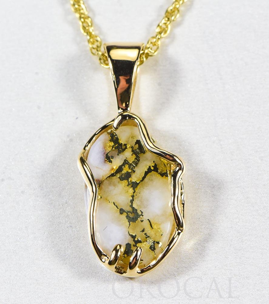 Gold Quartz Pendant  "Orocal" PRL232XLQ Genuine Hand Crafted Jewelry - 14K Gold Yellow Gold Casting