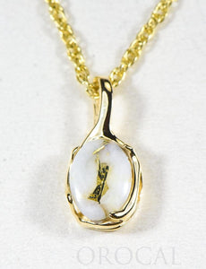 Gold Quartz Pendant  "Orocal" PRL958Q Genuine Hand Crafted Jewelry - 14K Gold Yellow Gold Casting