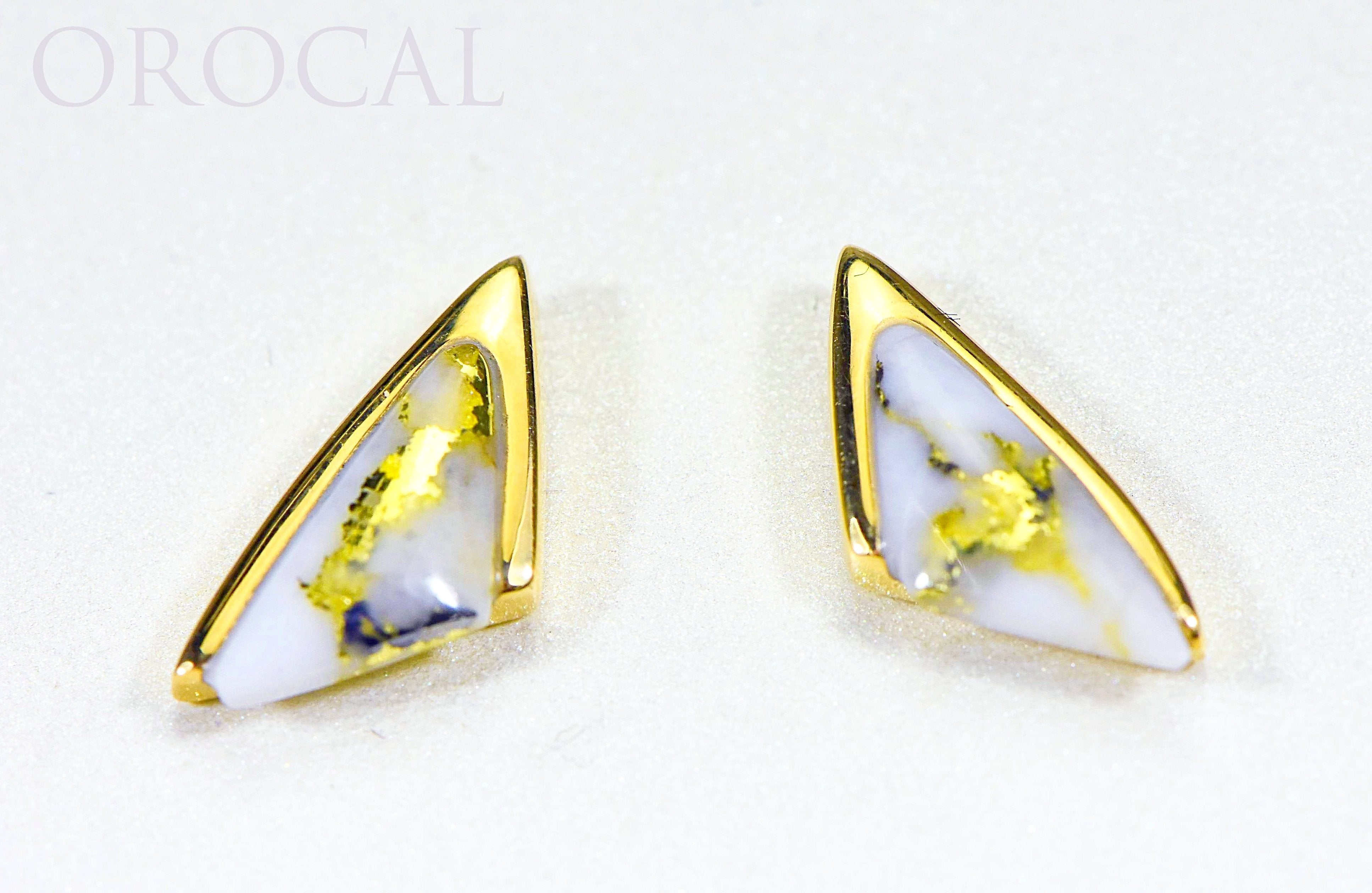 Gold Quartz Earrings "Orocal" EDL25SQ Genuine Hand Crafted Jewelry - 14K Gold Casting