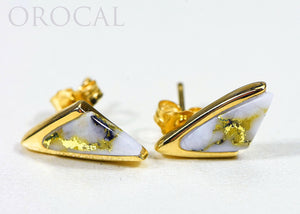 Gold Quartz Earrings "Orocal" EDL25SQ Genuine Hand Crafted Jewelry - 14K Gold Casting