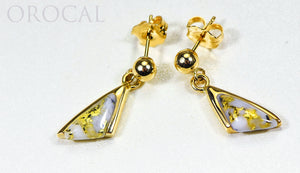 Gold Quartz Earrings "Orocal" EDL25SQ/PD Genuine Hand Crafted Jewelry - 14K Gold Casting