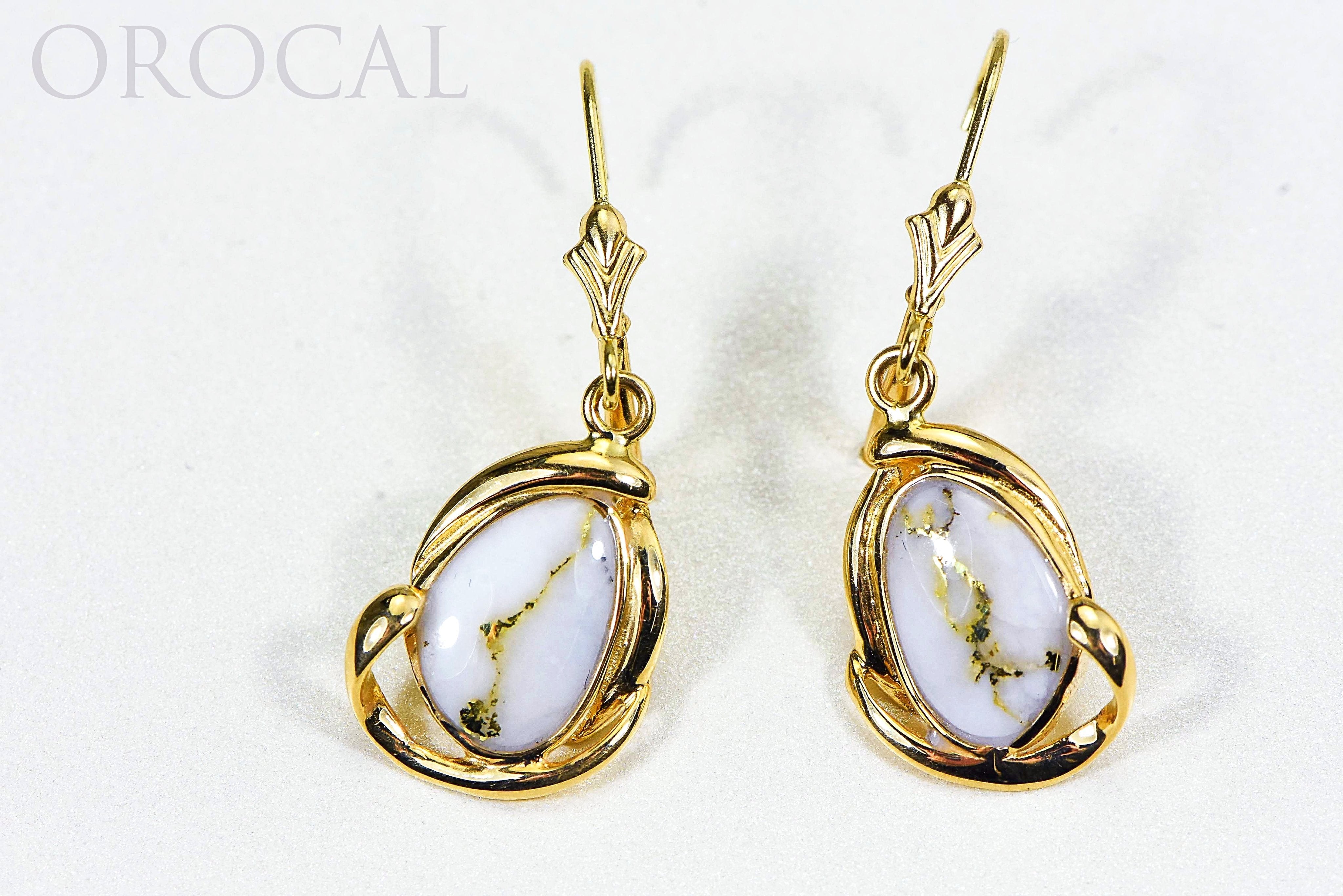 Gold Quartz Earrings "Orocal" EN1105Q/LB Genuine Hand Crafted Jewelry - 14K Gold Casting