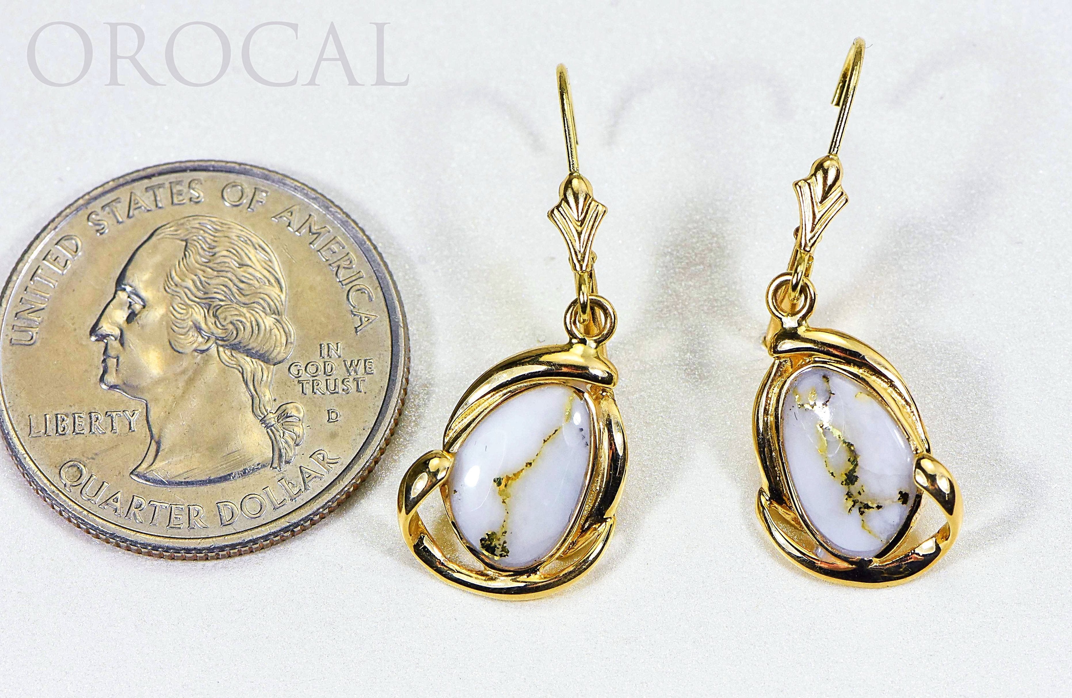 Gold Quartz Earrings "Orocal" EN1105Q/LB Genuine Hand Crafted Jewelry - 14K Gold Casting