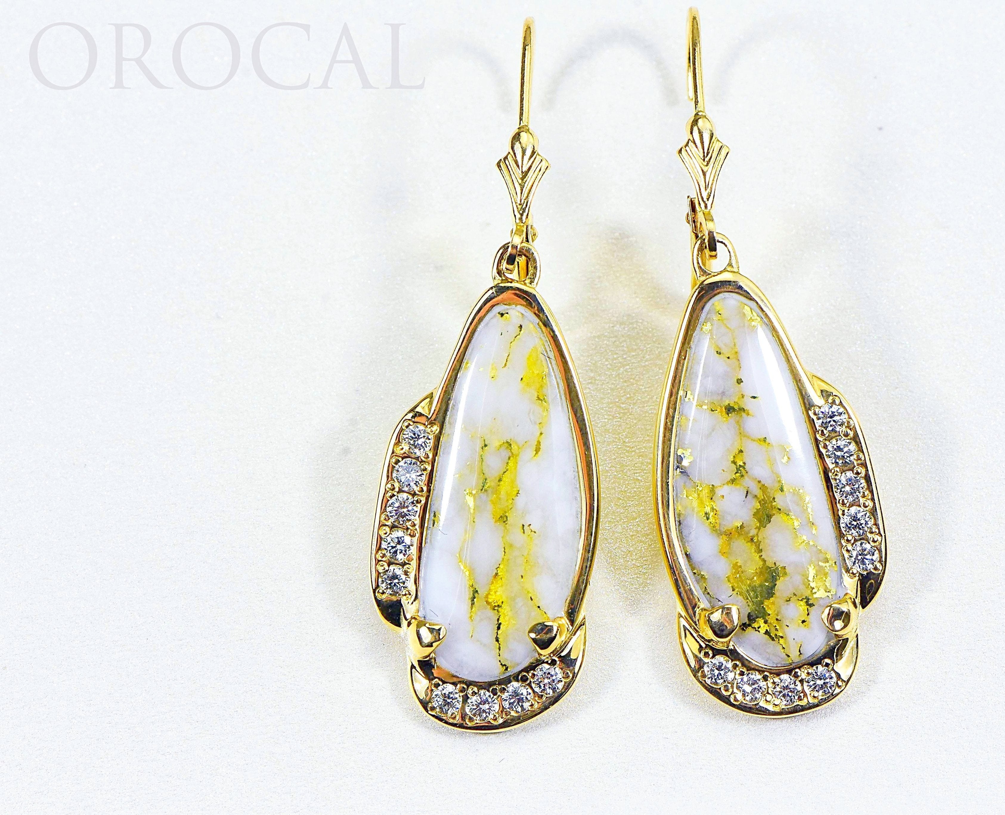 Gold Quartz Earrings "Orocal" EN1106SDQ/LB Genuine Hand Crafted Jewelry - 14K Gold Casting