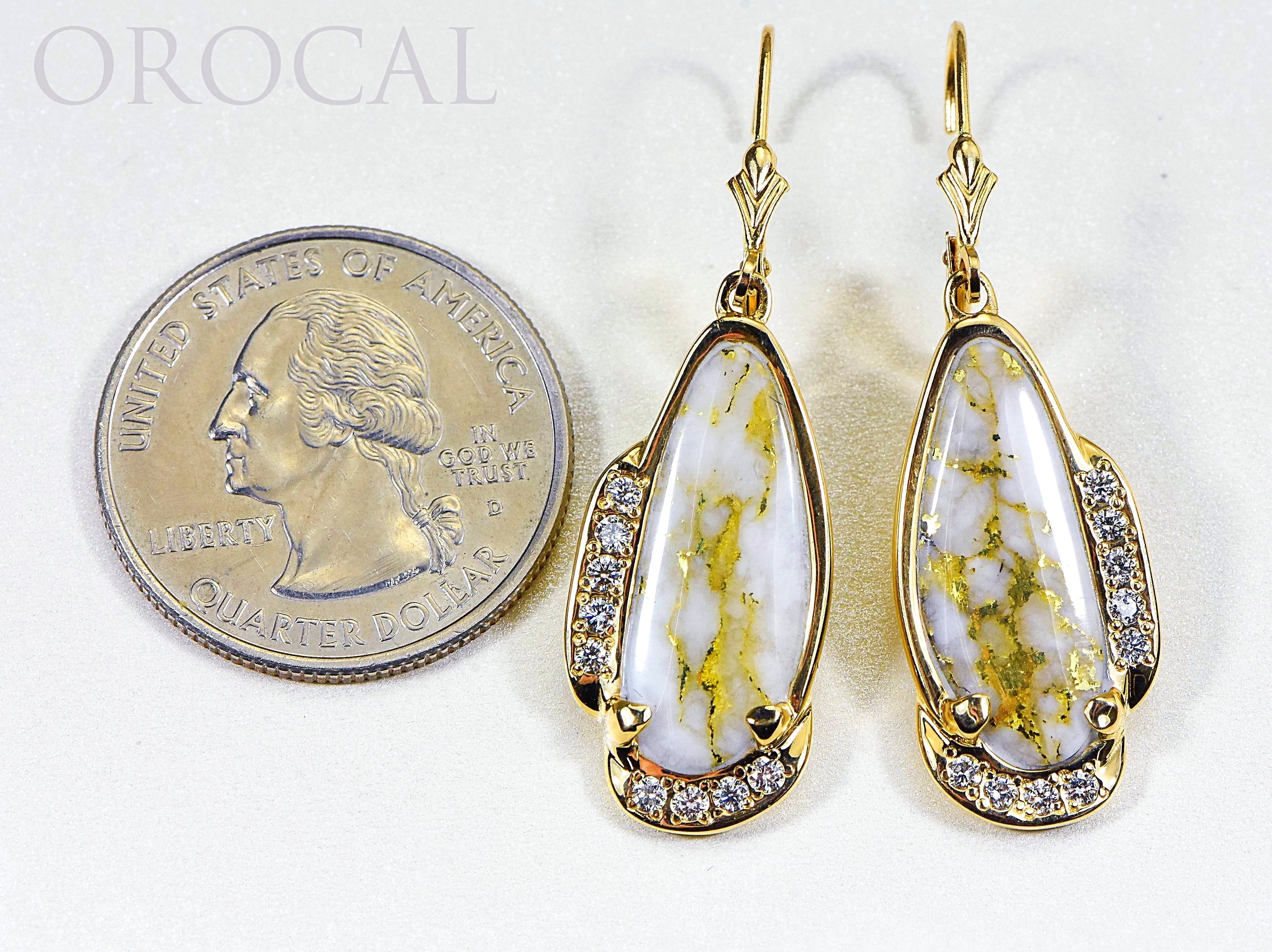 Gold Quartz Earrings "Orocal" EN1106SDQ/LB Genuine Hand Crafted Jewelry - 14K Gold Casting