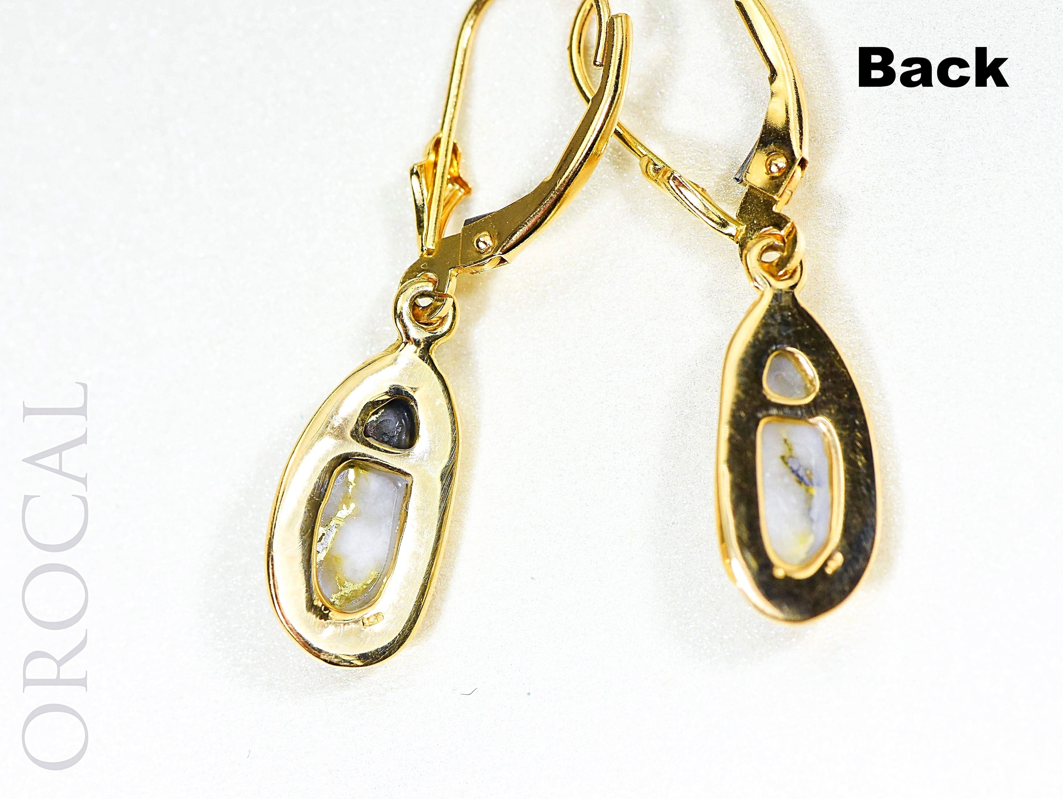 Gold Quartz Earrings "Orocal" EN762Q/LB Genuine Hand Crafted Jewelry - 14K Gold Casting