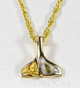 Gold Quartz Pendant Whales Tail "Orocal" PDLWT112NQ Genuine Hand Crafted Jewelry - 14K Gold Yellow Gold Casting