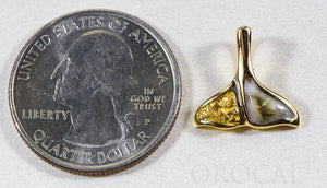 Gold Quartz Pendant Whales Tail "Orocal" PDLWT112NQ Genuine Hand Crafted Jewelry - 14K Gold Yellow Gold Casting