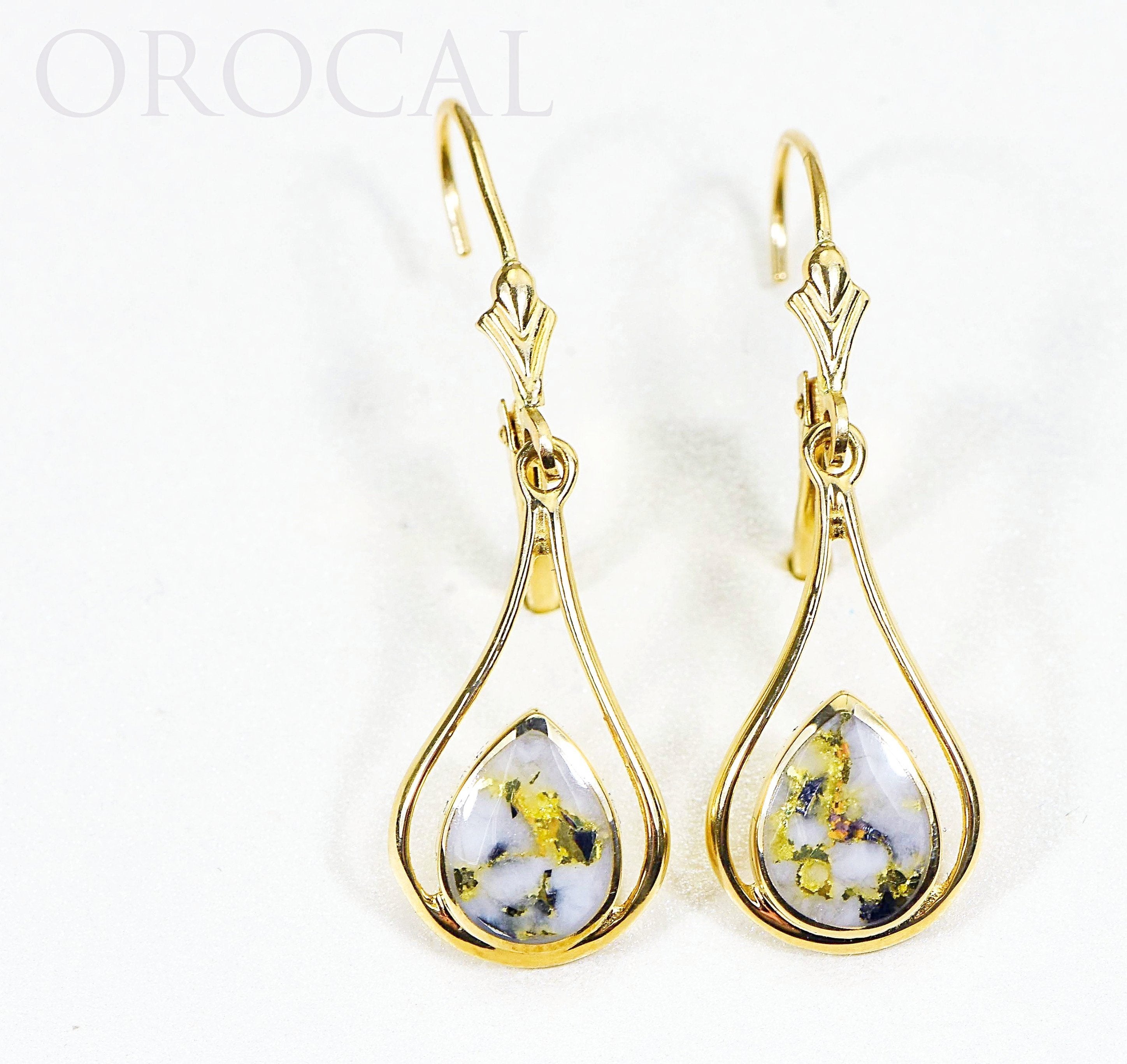 Gold Quartz Earrings "Orocal" EN869Q/LB Genuine Hand Crafted Jewelry - 14K Gold Casting