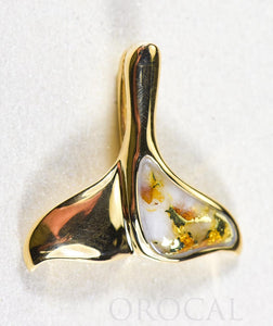 Gold Quartz Pendant Whales Tail "Orocal" PDLWT13QX Genuine Hand Crafted Jewelry - 14K Gold Yellow Gold Casting