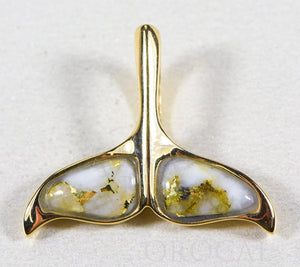 Gold Quartz Pendant Whales Tail "Orocal" PDLWT8HMQX Genuine Hand Crafted Jewelry - 14K Gold Yellow Gold Casting