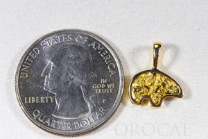 Gold Nugget Pendant Bear "Orocal" PBR1SOLX Genuine Hand Crafted Jewelry - 14K Gold Yellow Gold Casting