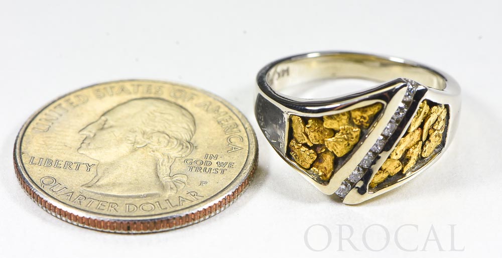 Gold Nugget Ladies Ring "Orocal" RL1067DNW Genuine Hand Crafted Jewelry - 14K White Gold Casting