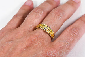 Gold Nugget Ladies Ring "Orocal" RL613D10 Genuine Hand Crafted Jewelry - 14K Yellow Gold Casting