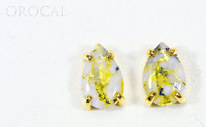 Gold Quartz Earrings "Orocal" E10*7Q Genuine Hand Crafted Jewelry - 14K Gold Casting