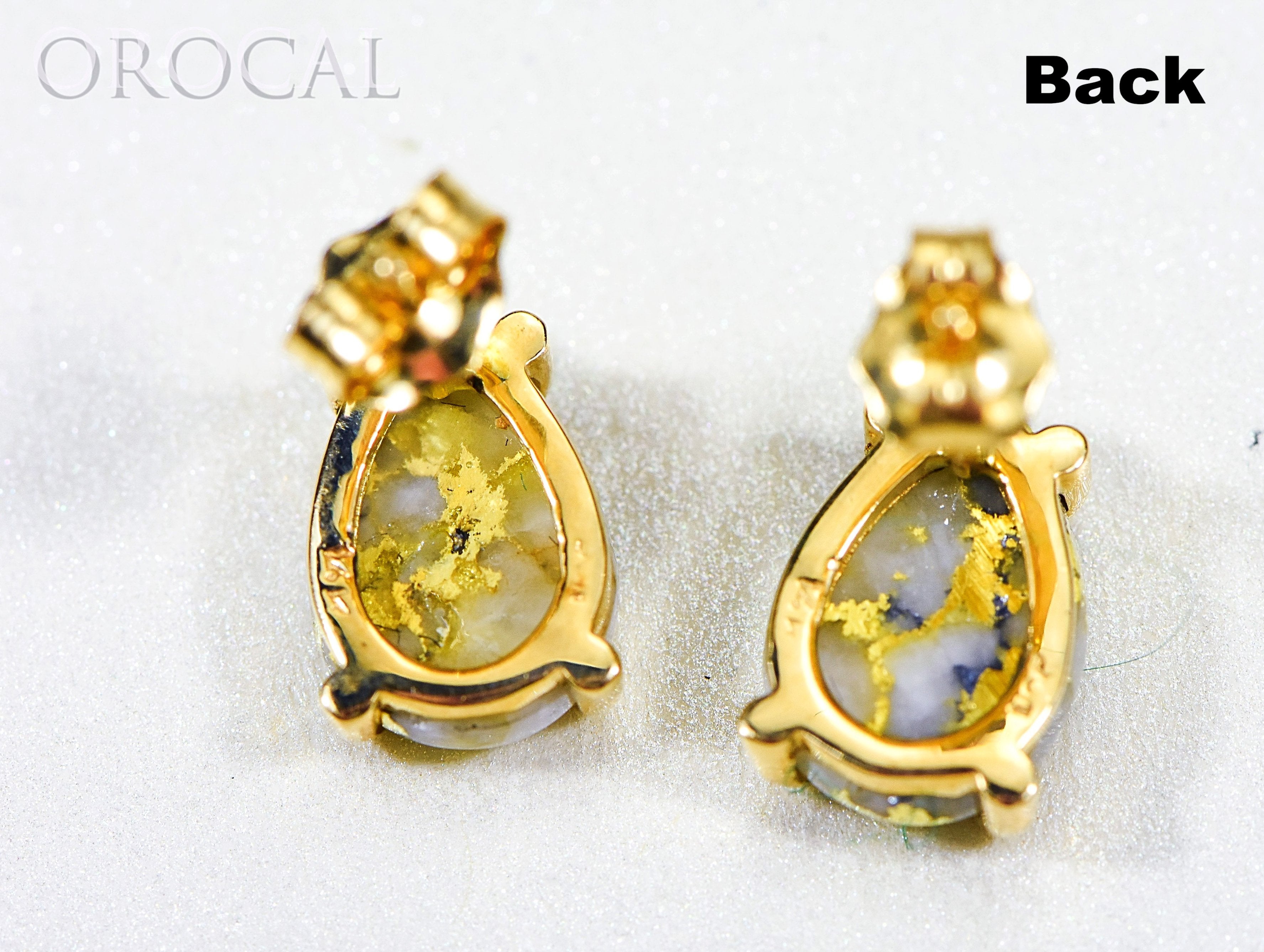 Gold Quartz Earrings "Orocal" E10*7Q Genuine Hand Crafted Jewelry - 14K Gold Casting