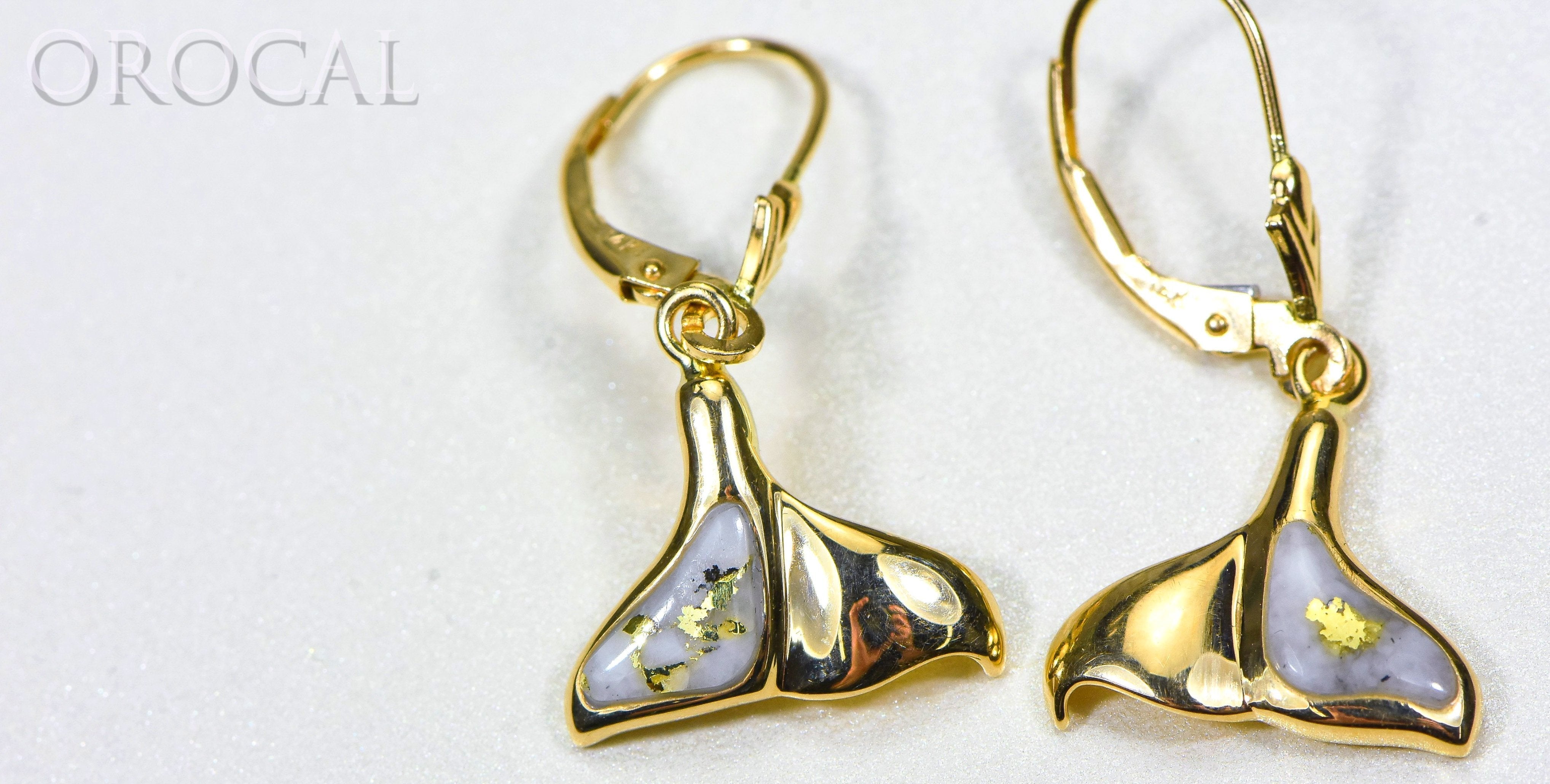 Gold Quartz Earrings "Orocal" EDLWT12Q/LB Genuine Hand Crafted Jewelry - 14K Gold Casting