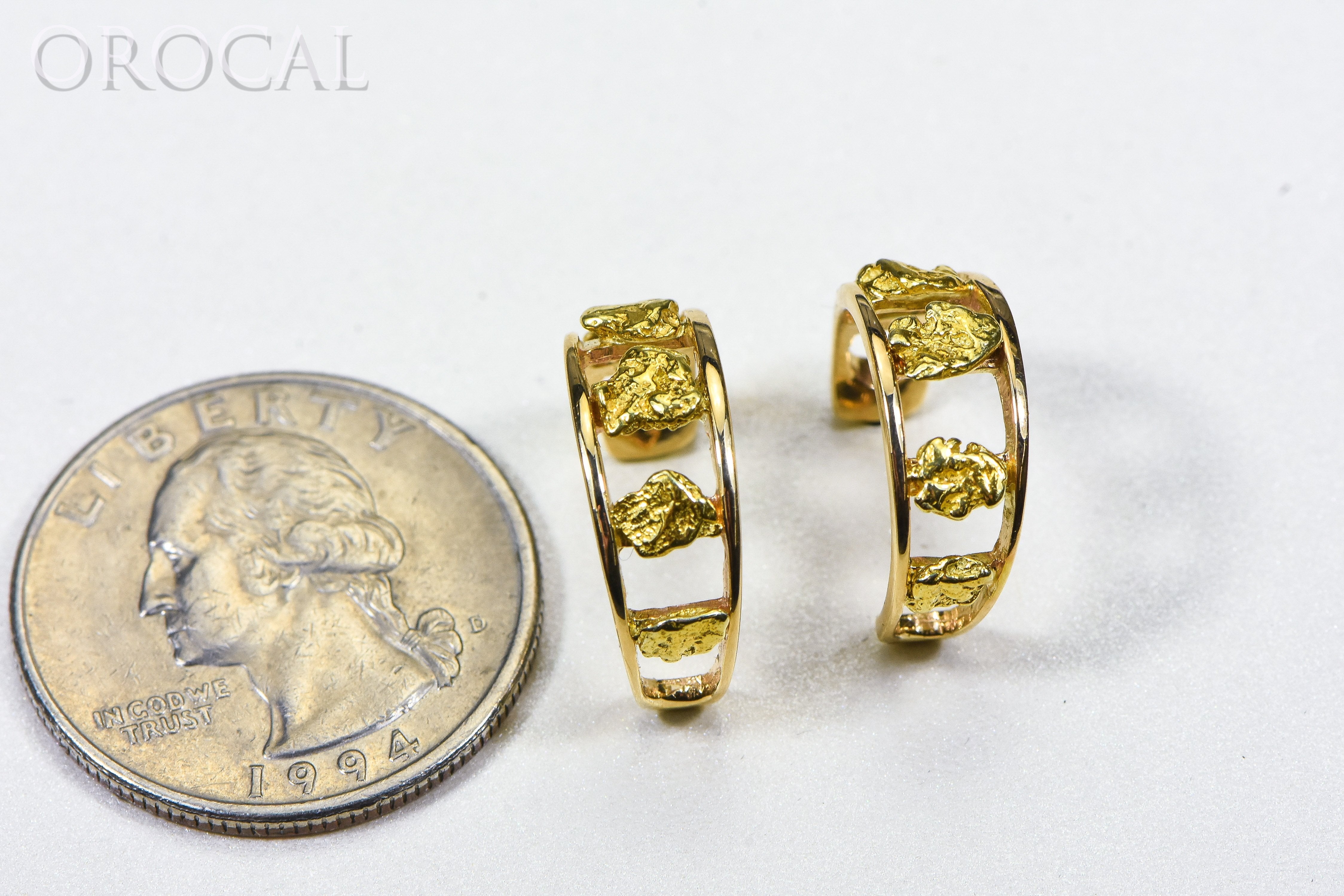 Gold Nugget Earrings "Orocal" EH20 Genuine Hand Crafted Jewelry - 14K Gold Casting