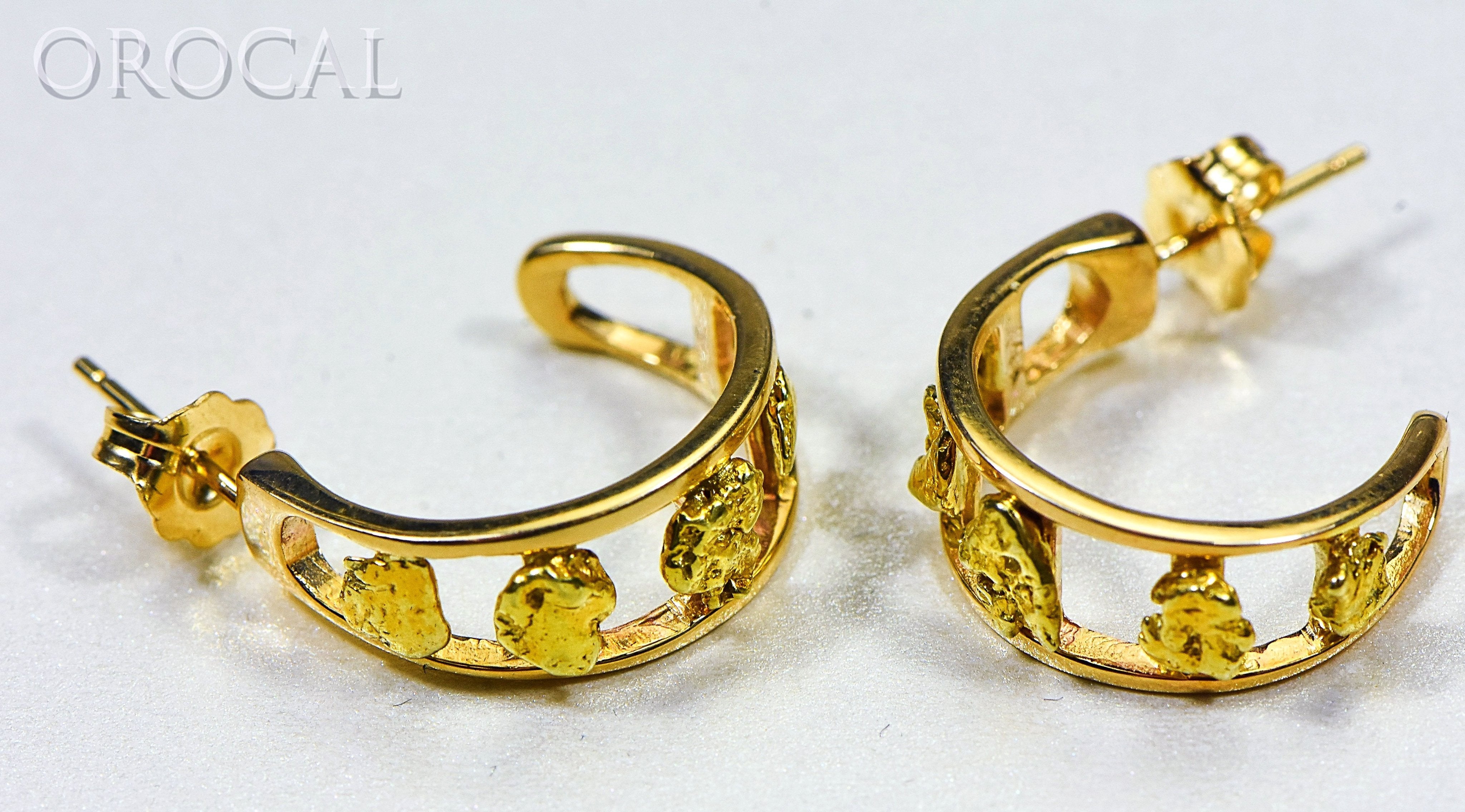 Gold Nugget Earrings "Orocal" EH19 Genuine Hand Crafted Jewelry - 14K Gold Casting