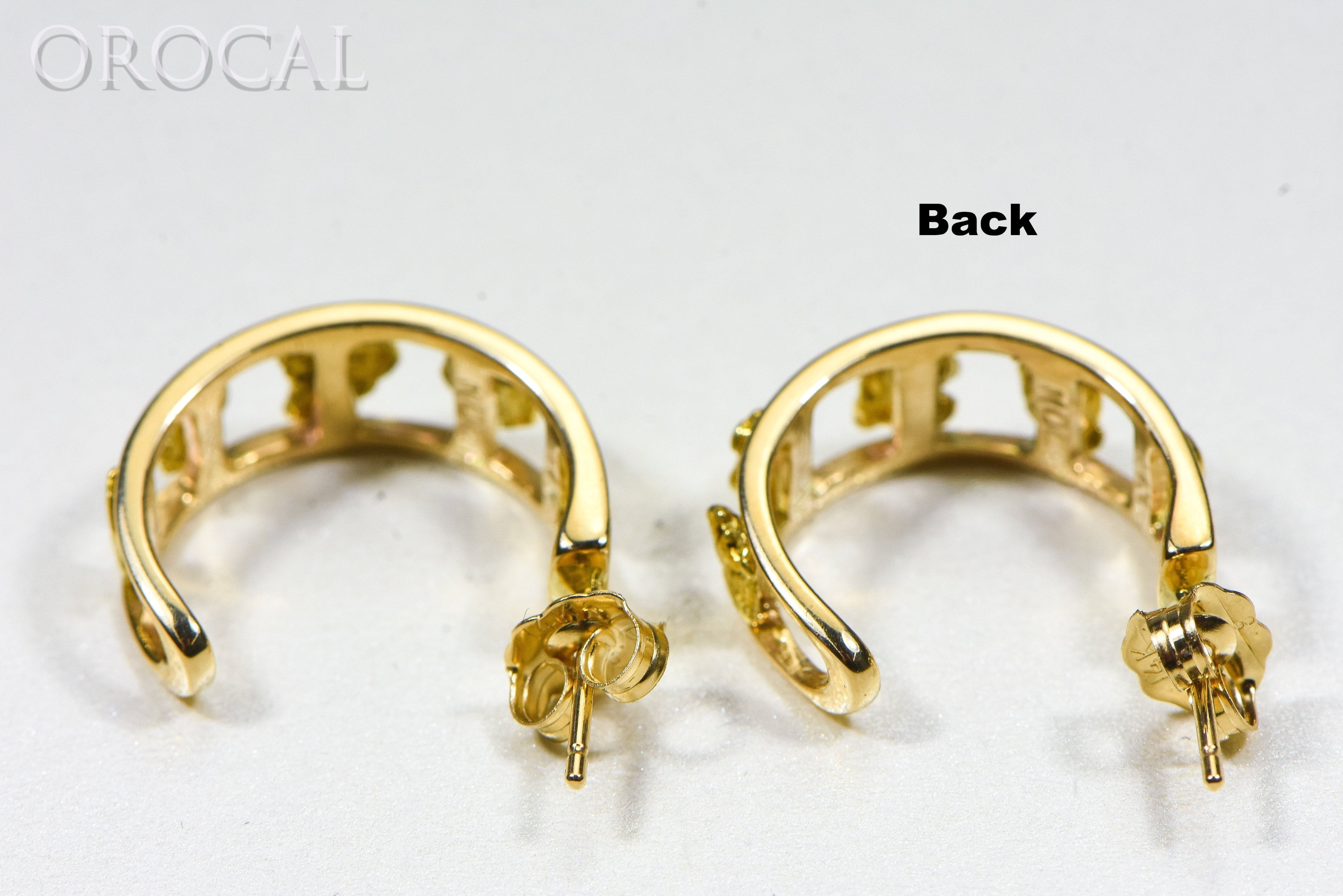 Gold Nugget Earrings "Orocal" EH20 Genuine Hand Crafted Jewelry - 14K Gold Casting