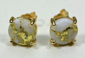 Gold Quartz Earrings "Orocal" E8MMQ Genuine Hand Crafted Jewelry - 14K Gold Casting