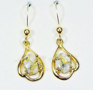 Gold Quartz Earrings "Orocal" EN870SMQ/LB Genuine Hand Crafted Jewelry - 14K Gold Casting