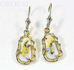 Gold Quartz Earrings "Orocal" EFFQ5/LB Genuine Hand Crafted Jewelry - 14K Gold Casting