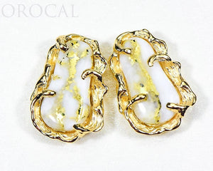 Gold Quartz Earrings "Orocal" EFFQ5 Genuine Hand Crafted Jewelry - 14K Gold Casting