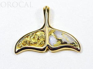 Gold Quartz Pendant Whales Tail "Orocal" PAJWT302NQ Genuine Hand Crafted Jewelry - 14K Gold Casting