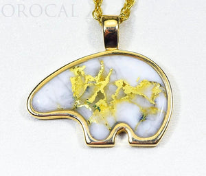 Gold Quartz Pendant Bear "Orocal" PBR1JHQX Genuine Hand Crafted Jewelry - 14K Gold Casting