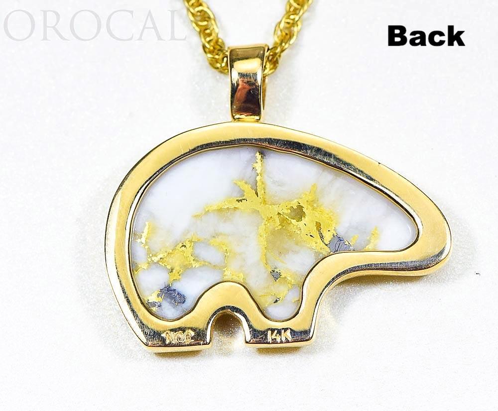 Gold Quartz Pendant Bear "Orocal" PBR1JHQX Genuine Hand Crafted Jewelry - 14K Gold Casting