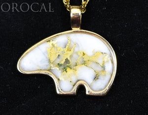 Gold Quartz Pendant Bear "Orocal" PBR1JHQX Genuine Hand Crafted Jewelry - 14K Gold Casting