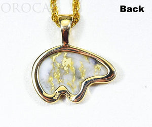 Gold Quartz Pendant Bear "Orocal" PBR1XLHQX Genuine Hand Crafted Jewelry - 14K Gold Casting