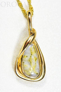 Gold Quartz Pendant "Orocal" PN822QX Genuine Hand Crafted Jewelry - 14K Gold Yellow Gold Casting